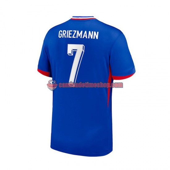 Camisa Masculina França Antoine Griezmann 7 Euro 2024 Jogo 1 Azul manga curta