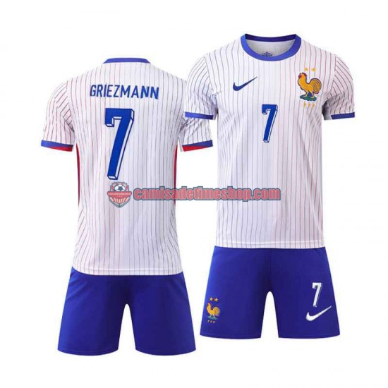 Camisa Infanto-Juvenil França Antoine Griezmann 7 Euro 2024 Jogo 2 manga curta