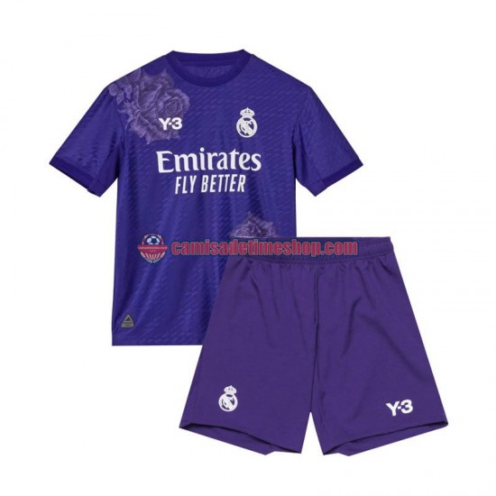 Camisa Infanto-Juvenil Real Madrid 2023-2024 Jogo 4 Roxo manga curta