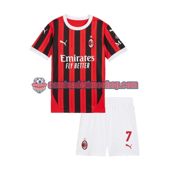 Camisa Infanto-Juvenil AC Milan Alvaro Morata 7 2024-2025 Jogo 1 manga curta