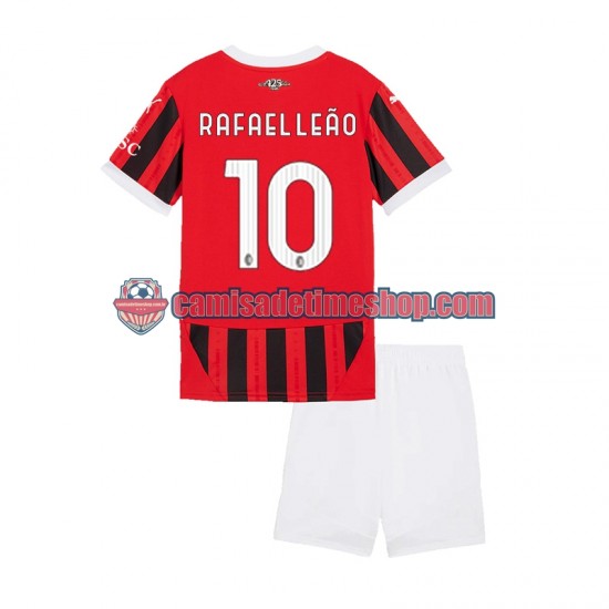 Camisa Infanto-Juvenil AC Milan Rafael Leao 10 2024-2025 Jogo 1 manga curta