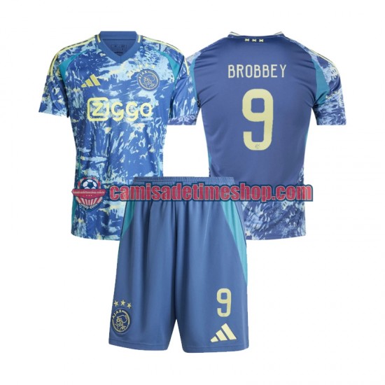 Camisa Infanto-Juvenil AFC Ajax Brian Brobbey 9 2024-2025 Jogo 2 manga curta