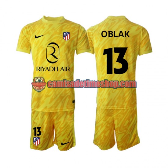 Camisa Infanto-Juvenil Atlético de Madrid Goleiro Jan Oblak 13 2024-2025 Jogo 3 manga curta