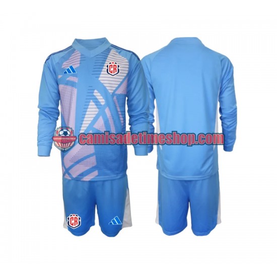 Camisa Infanto-Juvenil Costa Rica Goleiro 2024 Jogo 1 Azul Manga Longa