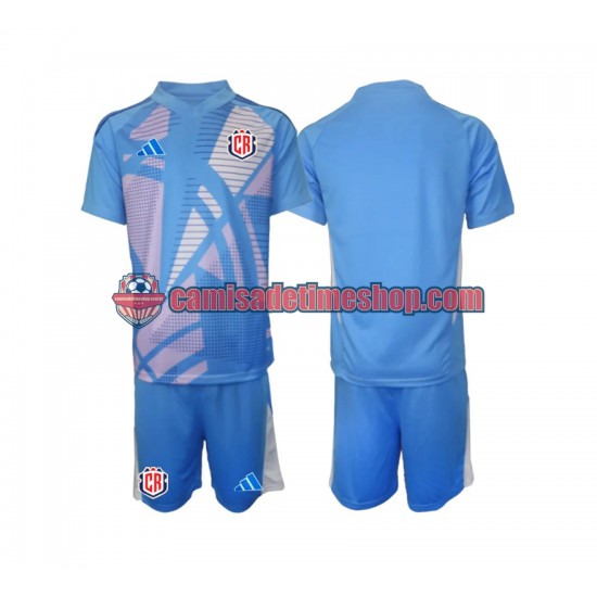 Camisa Infanto-Juvenil Costa Rica Goleiro 2024 Jogo 1 Azul manga curta