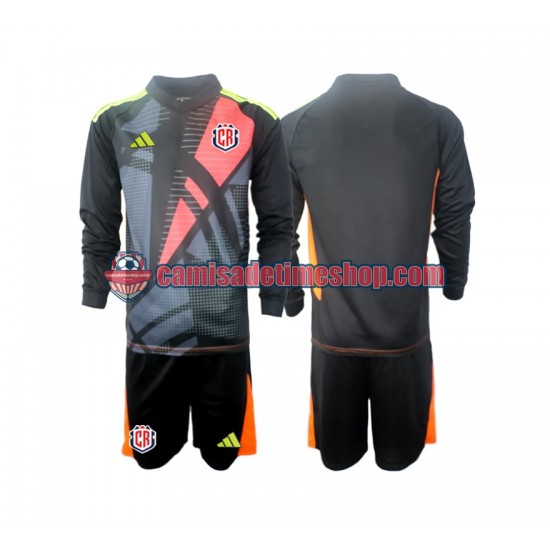 Camisa Infanto-Juvenil Costa Rica Goleiro 2024 Jogo 3 Preto Manga Longa