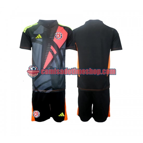 Camisa Infanto-Juvenil Costa Rica Goleiro 2024 Jogo 3 Preto manga curta