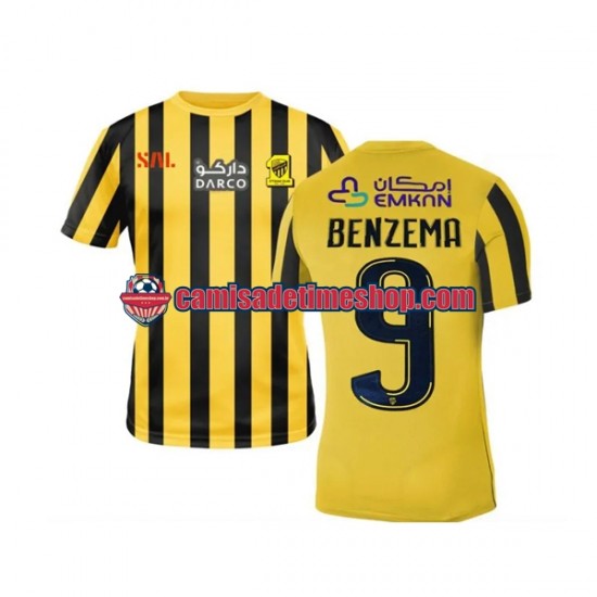 Camisa Masculina Al-Ittihad Benzema 9 2022-2023 Jogo 1 manga curta