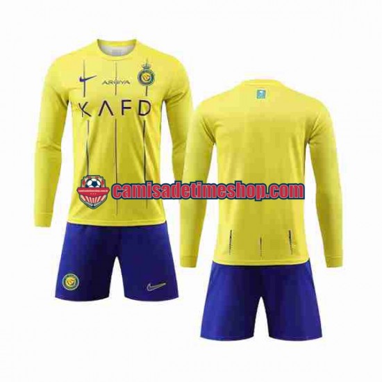 Camisa Infanto-Juvenil Al-Nassr 2023-2024 Jogo 1 Manga Longa