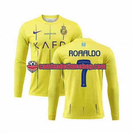 Camisa Masculina Al-Nassr Ronaldo 7 2023-2024 Jogo 1 Manga Longa