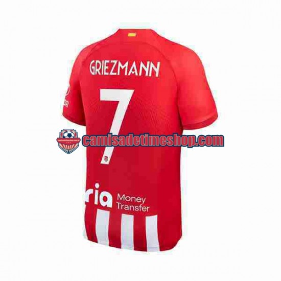 Camisa Masculina Atlético de Madrid Antoine Griezmann 7 2023-2024 Jogo 1 manga curta