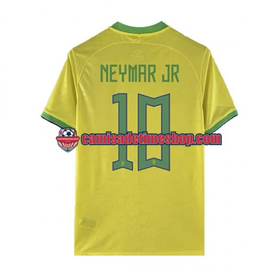 Camisa Masculina Brasil Neymar JR 10 World Cup 2022 Jogo 1 manga curta
