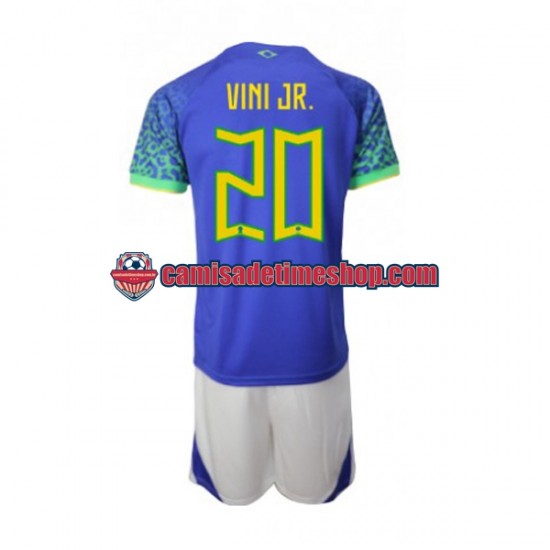 Camisa Infanto-Juvenil Brasil Vinicius Junior 20 World Cup 2022 Jogo 2 manga curta