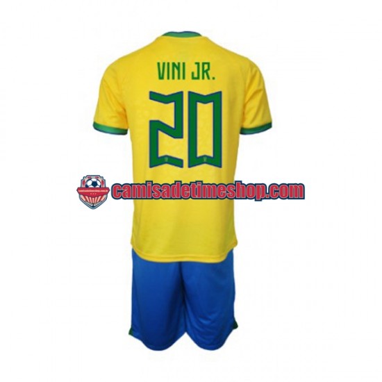 Camisa Infanto-Juvenil Brasil Vinicius Junior 20 World Cup 2022 Jogo 1 manga curta