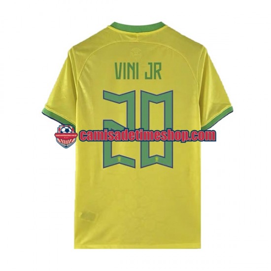 Camisa Masculina Brasil Vinicius Junior 20 World Cup 2022 Jogo 1 manga curta