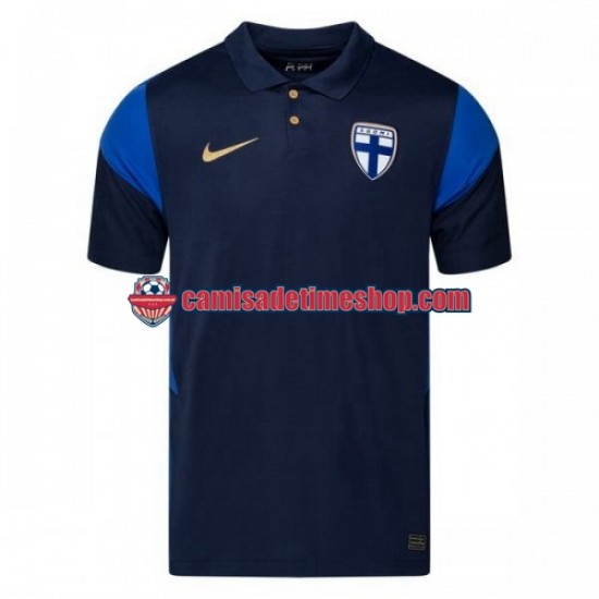 Camisa Masculina Finlândia Euro 2020 Jogo 2 manga curta