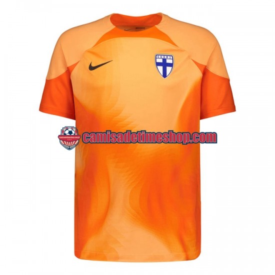 Camisa Masculina Finlândia Goleiro 2022 Jogo 1 manga curta