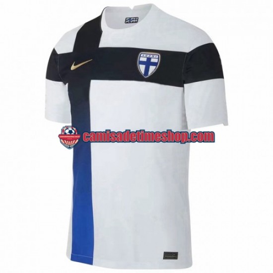 Camisa Masculina Finlândia Euro 2020 Jogo 1 manga curta