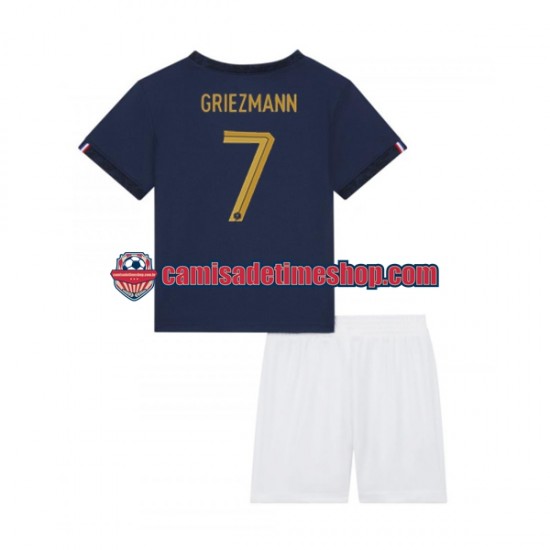 Camisa Infanto-Juvenil França Griezmann 7 World Cup 2022 Jogo 1 manga curta