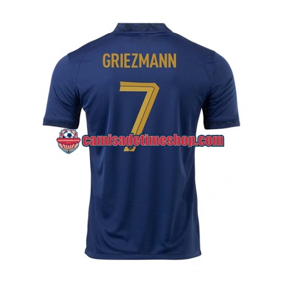 Camisa Masculina França Griezmann 7 World Cup 2022 Jogo 1 manga curta