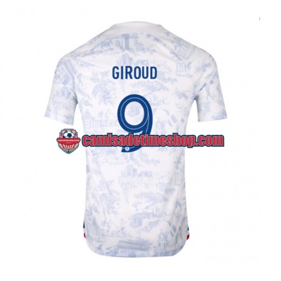 Camisa Masculina França Olivier Giroud 9 World Cup 2022 Jogo 2 manga curta
