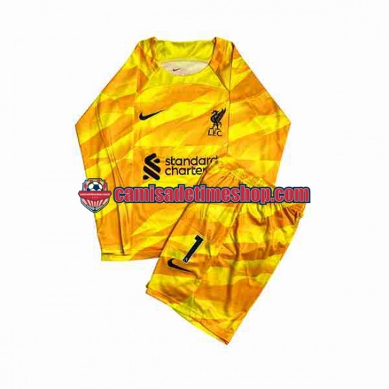 Camisa Infanto-Juvenil Liverpool Goleiro A.Becker 1 2023-2024 Jogo 3 Manga Longa