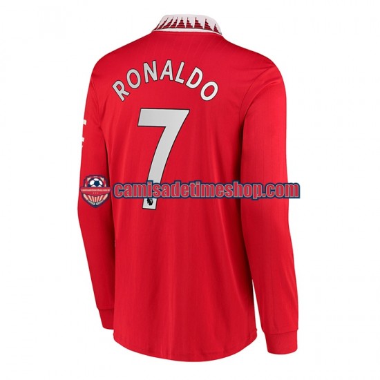 Camisa Masculina Manchester United Ronaldo 7 2022-2023 Jogo 1 Manga Longa