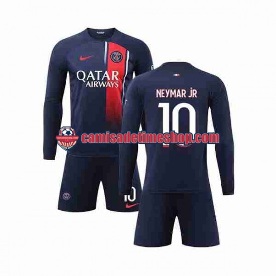 Camisa Infanto-Juvenil Paris Saint Germain Neymar Jr 10 2023-2024 Jogo 1 Manga Longa