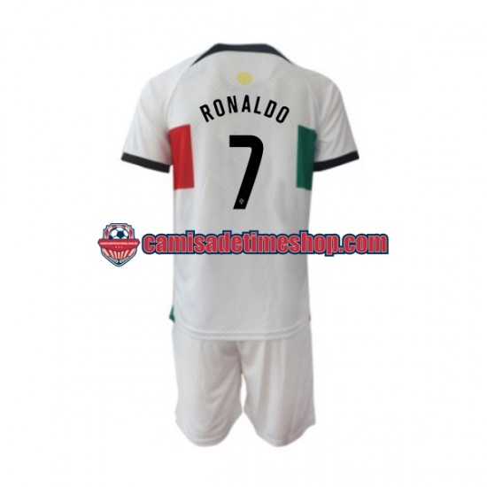 Camisa Infanto-Juvenil Portugal Ronaldo 7 World Cup 2022 Jogo 2 manga curta