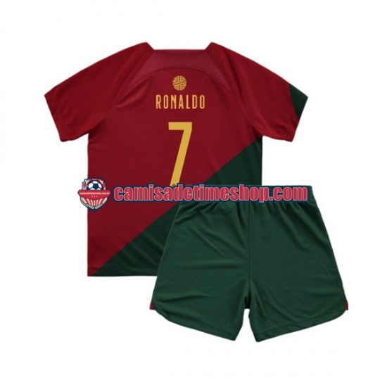 Camisa Infanto-Juvenil Portugal Ronaldo 7 World Cup 2022 Jogo 1 manga curta