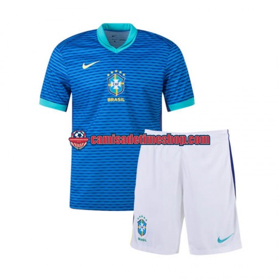 Camisa Infanto-Juvenil Brasil Copa America 2024 Jogo 2 Azul manga curta