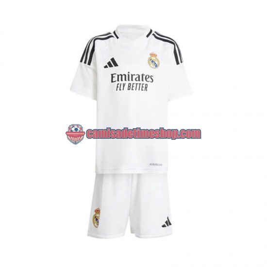 Camisa Infanto-Juvenil Real Madrid 2024-2025 Jogo 1 Branco manga curta