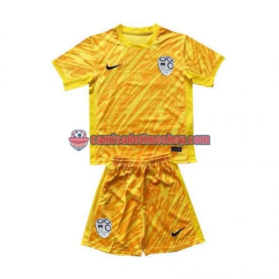 Camisa Infanto-Juvenil Eslovênia Goleiro Euro 2024 Jogo 1 Amarelo manga curta