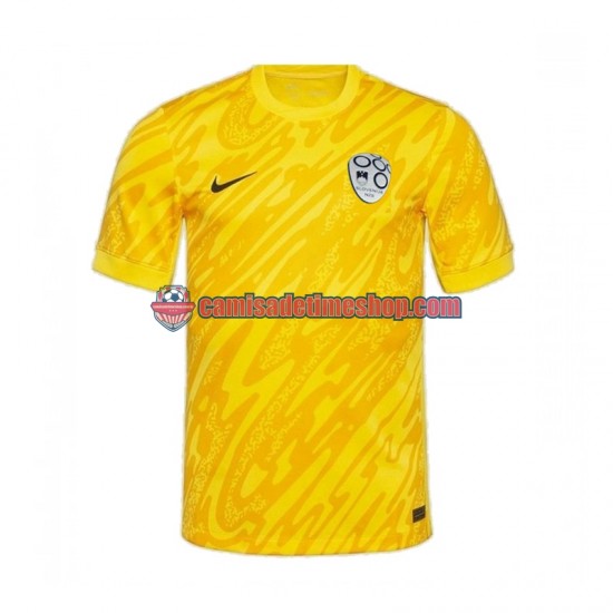 Camisa Masculina Eslovênia Goleiro Euro 2024 Jogo 1 Amarelo manga curta